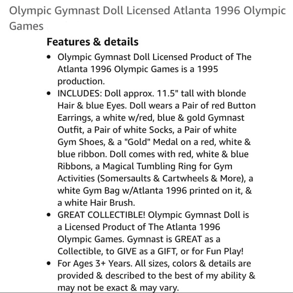 Vintage 1996 Olympic Gymnastic Barbie Doll - Picture 11 of 11